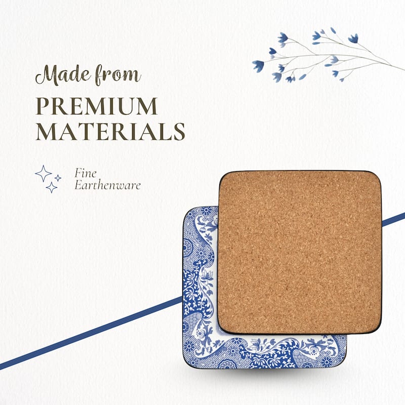 Pimpernel Set of 6 Blue Italian Coasters - 4 Inches Sq.