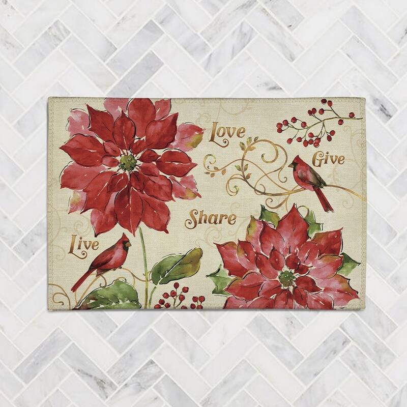 Red Christmas Chenille Accent Rug