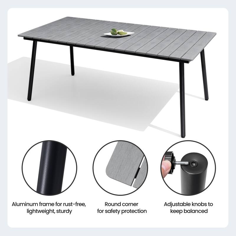 9-Piece Outdoor Dining Set Aluminum Table and 8 Stackable Chairs and 10 ft Umbrella with Base