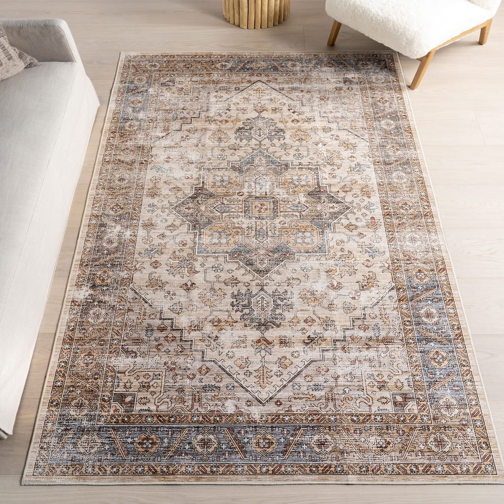 Nuloom Purnima Medallion SplashGuard Machine Washable Area Rug