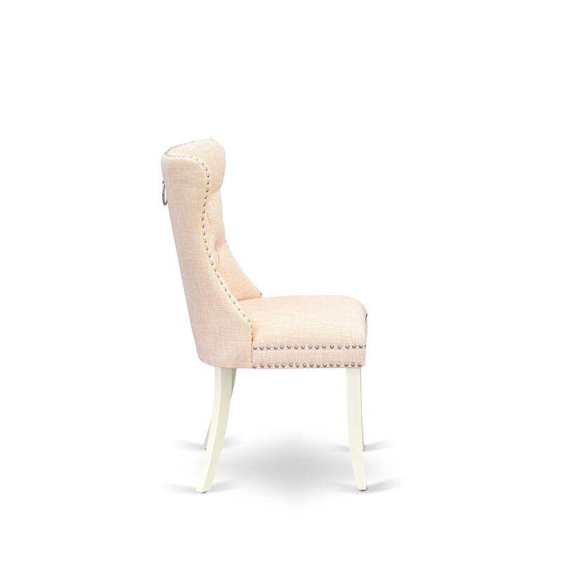 East West Furniture Dinette Set Includes an Oval Dining Table and Padded Chairs, Linen White (Pieces Options)