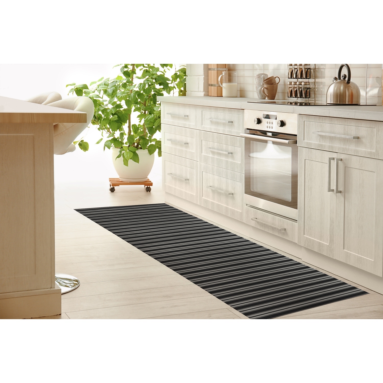 6' x 9' Non Slip Standing Mat Kitchen Rug, Anti Fatigue Comfort Flooring  (Color: Charcoal)