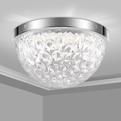 Castor Crystal Hemispheric LED Flush Mount Ceiling Light 12"