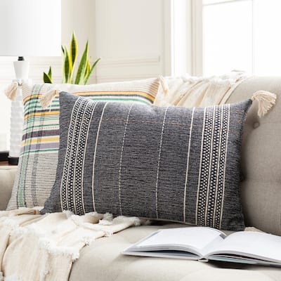 Livabliss Park Handwoven Striped 16x24-inch Lumbar Pillow Cover