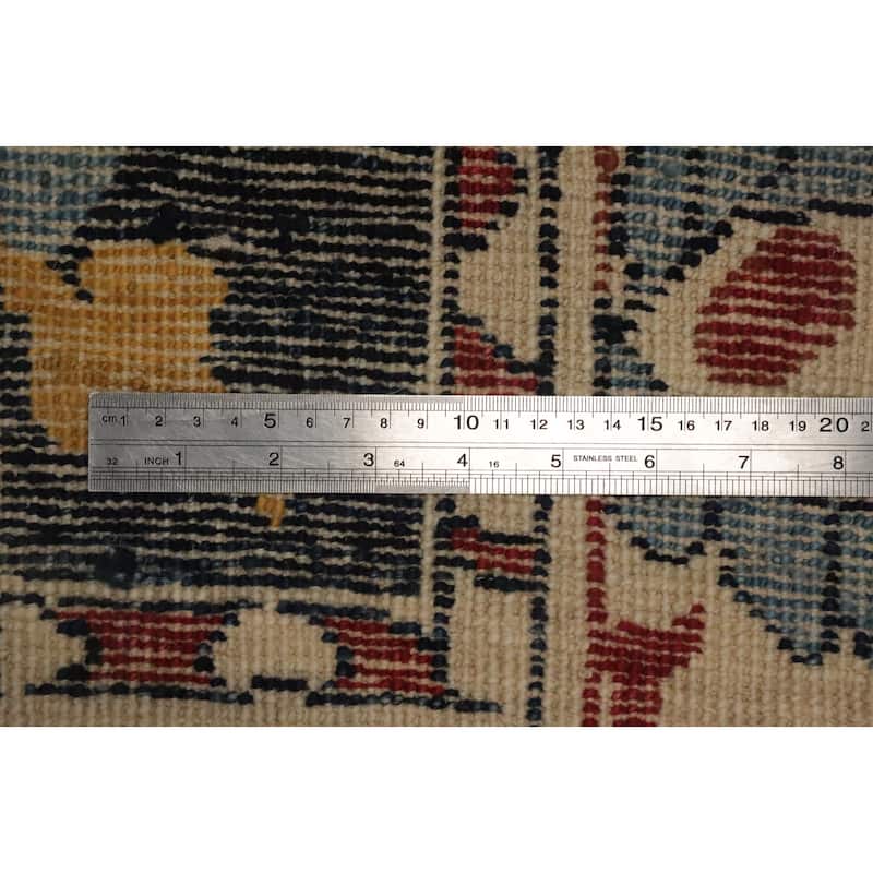 Hand Knotted Oriental 100% Wool Carpet Transitional All-Over Navy Blue & Blues Oushak Area Rug - 9' 10'' X 6' 6''