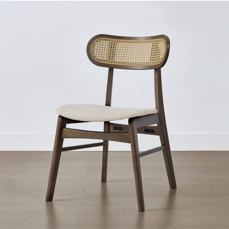 Spruce & Spring Extendable Dining Table Set with Woven Rattan Dining Chairs