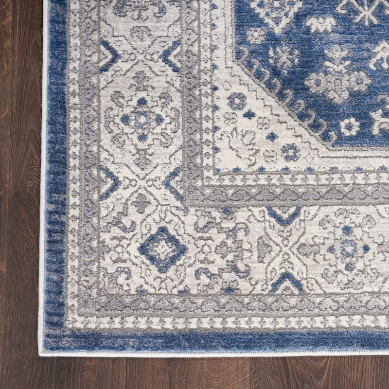 New Concept Washables Series 4 Indoor only Persian Area Rug - 6' 7" x 9' 2" - Grey/Navy - Rectangle