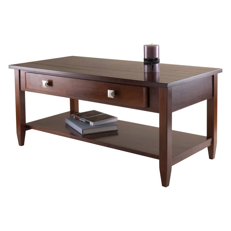 40" Walnut Brown Contemporary Coffee Table with Tapered Leg