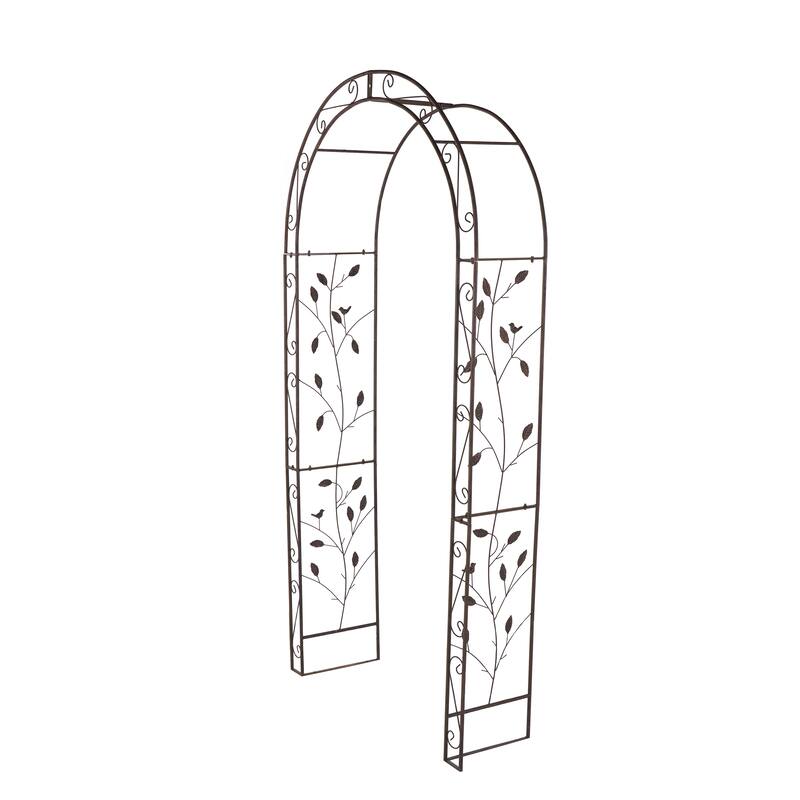 Bronze Metal Indoor Outdoor Scrollwork Arched Scroll Garden Arbor with Lattice Work Sides