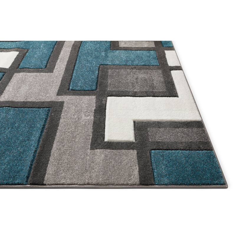 Well Woven Modern Geometric Color Block Area Rug