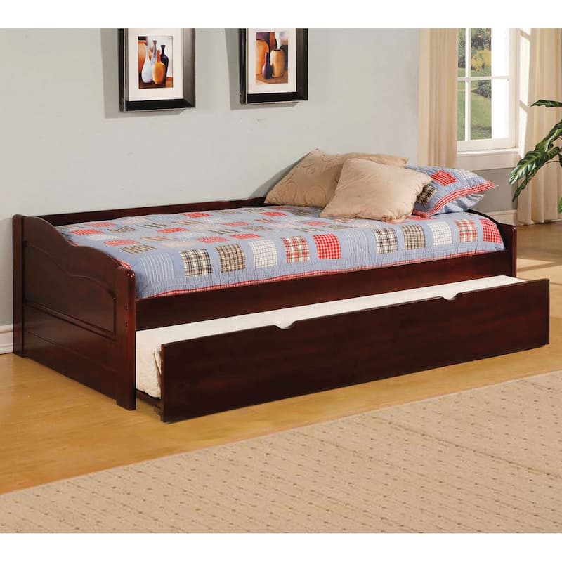 Traditional Cherry Finish Daybed with Twin Trundle and Slat Kit Included - Cherry