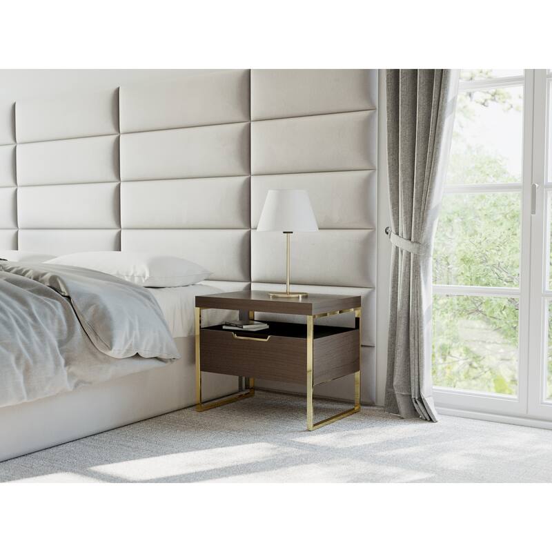 Vant Wooden Night Stand - Grey - Silver Leg - Grey