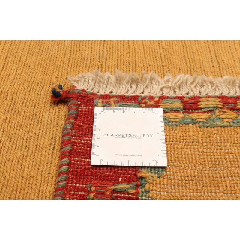 ECARPETGALLERY Flat-Weave Kashkuli Light Orange Wool Tapestry Kilim - 5'4 x 7'5