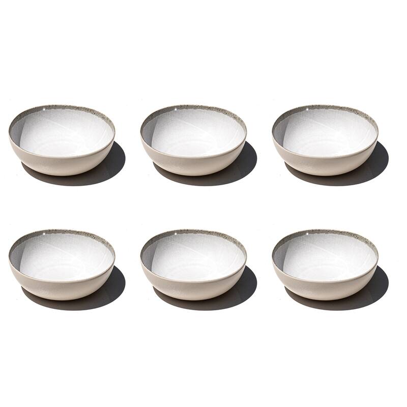 Abode Homewares Coastal Reactive NewWave Melamine Low Bowl - White - 7" - Set of 6 - White