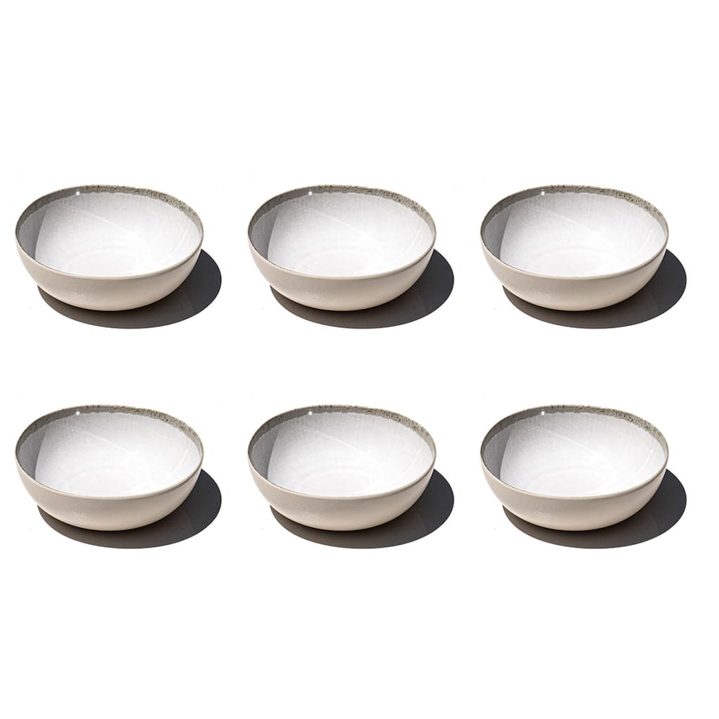 Abode Homewares Coastal Reactive NewWave Melamine Low Bowl - White - 7" - Set of 6