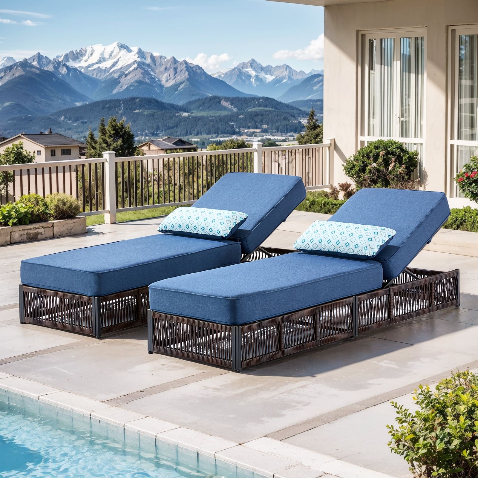 Option Brown Wicker Blue Cushion