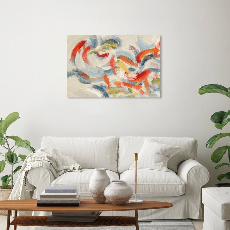 Wynwood Studio Canvas Animals Colorful Flowing Pond White and Cream White Nautical & Coastal Wall Art Canvas Print - 20 x 30