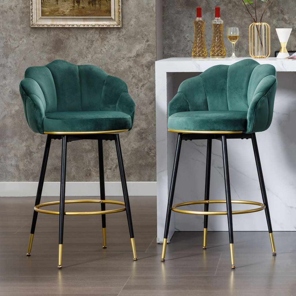 Hausfame Modern Swivel Bar Stools With Backs (Set of 2) - 22.2 in. W X 21.3 in. D X 39.6 in. H