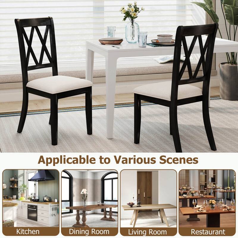 Costway 2/4 PCS Farmhouse Dining Chairs Modern Kitchen Chairs with