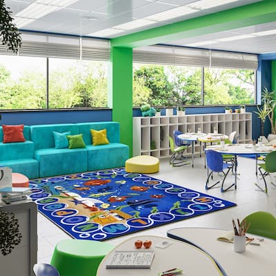 Underwater Readers Multi Educational Nylon Area Rug