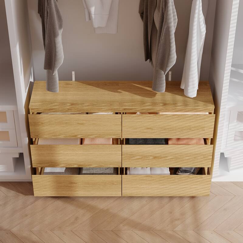Timechee 6 Drawer 59'' W Chest&Dresser White/Dark Brown