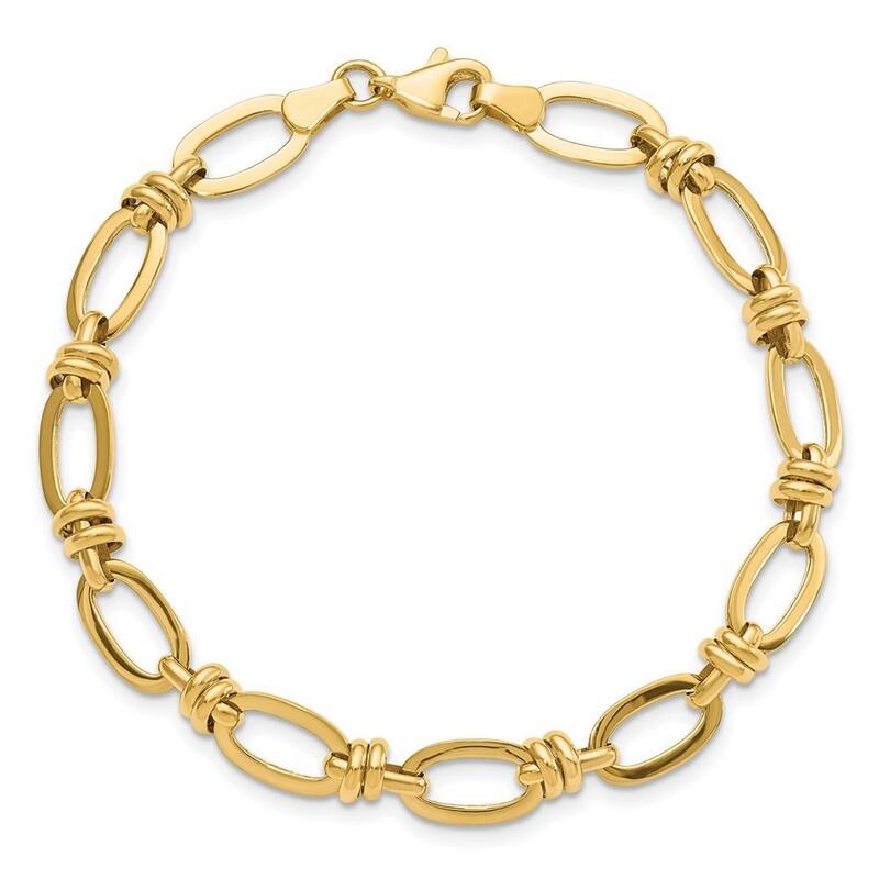 Curata 14k Yellow Gold Fancy Polished Fancy Link Bracelet 7.5 Inch