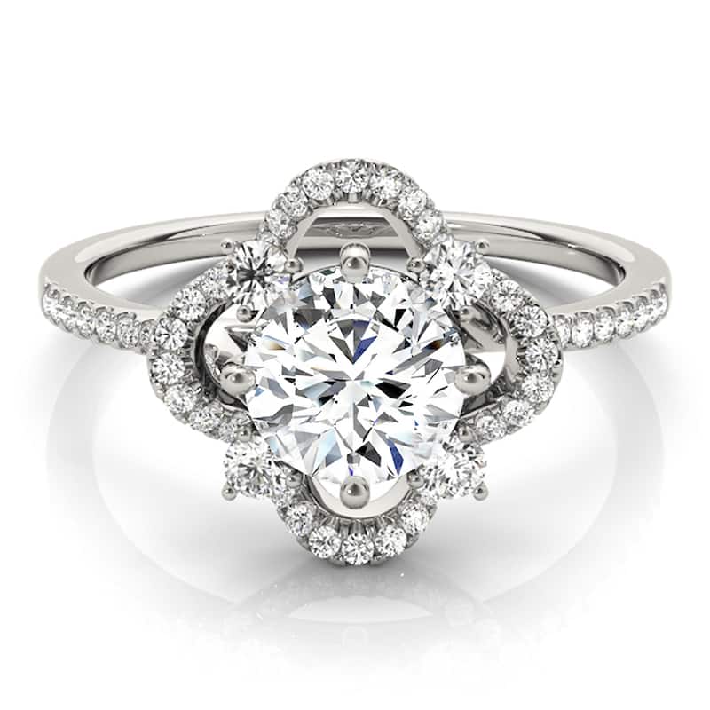 Auriya 14k White Gold Lab Grown Round Diamond Halo Engagement Ring 0.50 to 5.00 ct. tw. (F-G VS)