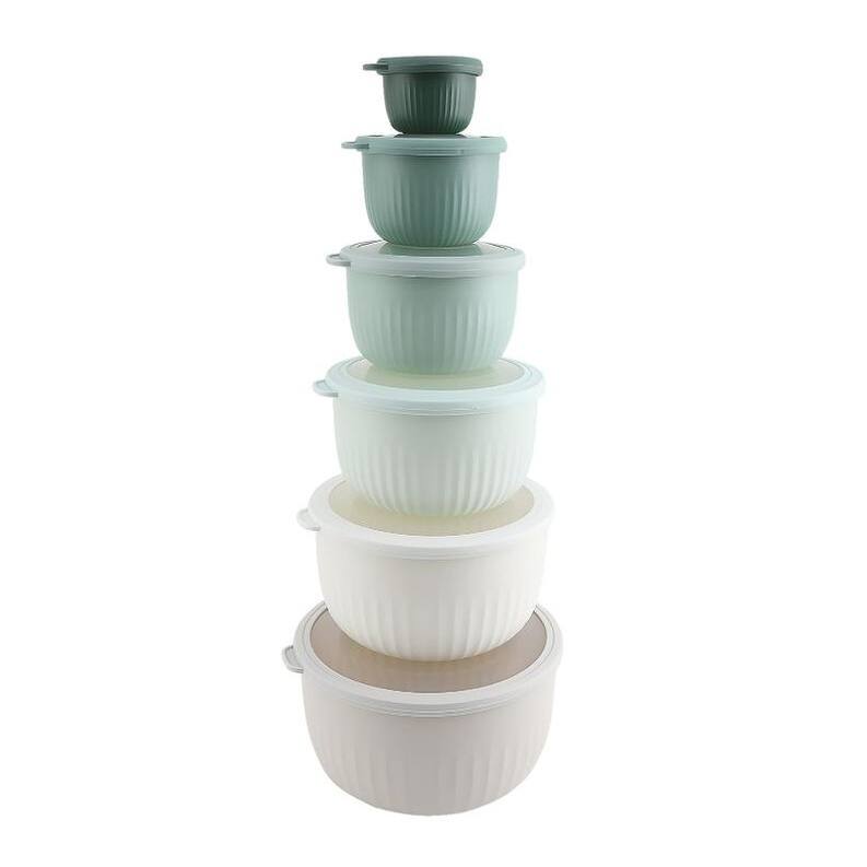 COOK WITH COLOR Meal Prep Containers Wide Mixing Bowls Food Storage Containers with Lids, Green Deep 12 Pcs