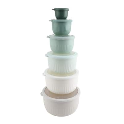 COOK WITH COLOR Meal Prep Containers Wide Mixing Bowls Food Storage Containers with Lids, Green Deep 12 Pcs