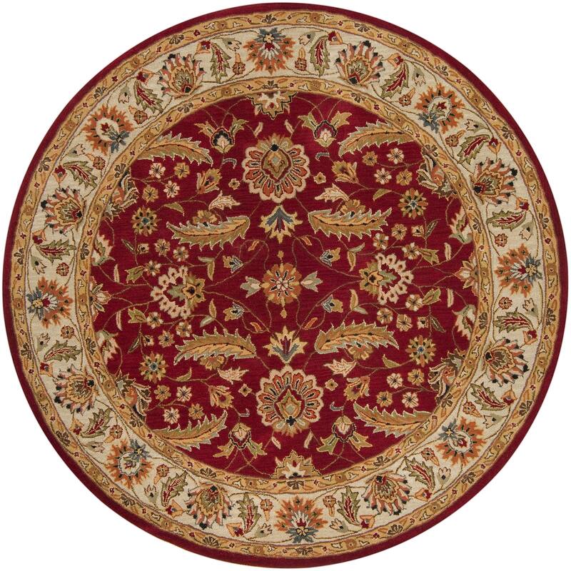 Hand-tufted Kaiser Red Wool Area Rug - 9'9" Round