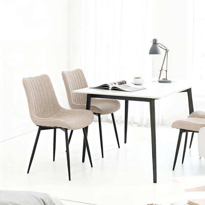 Modern Dining Chairs Set of 4, Upholstered Faux Leather Cushion Seat and Sturdy Metal Legs (4 Chairs)