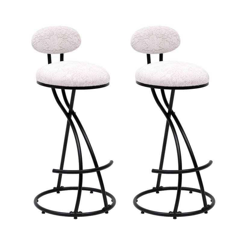 GDFStudio - Lunara Velvet Upholstered Armless Counter Height Bar Stool with Metal S-Shaped Legs and Circular Backrest, Set of 2