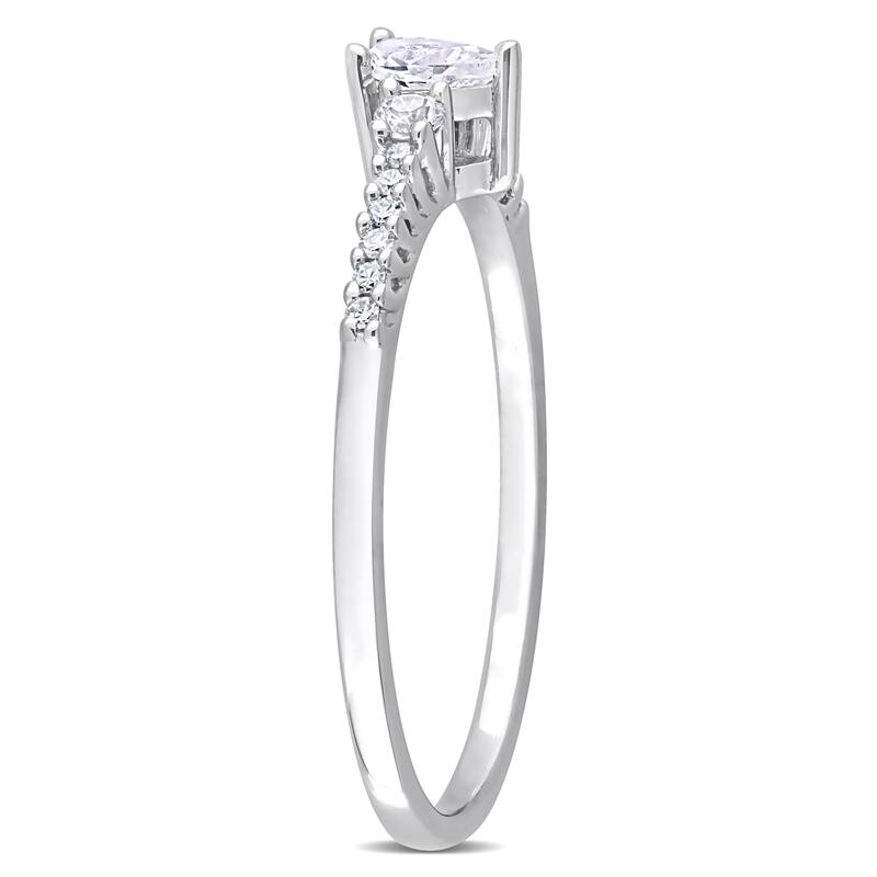 Miadora 1/10ct TDW Diamond and Created White Sapphire Solitaire Engagement Ring in Sterling Silver
