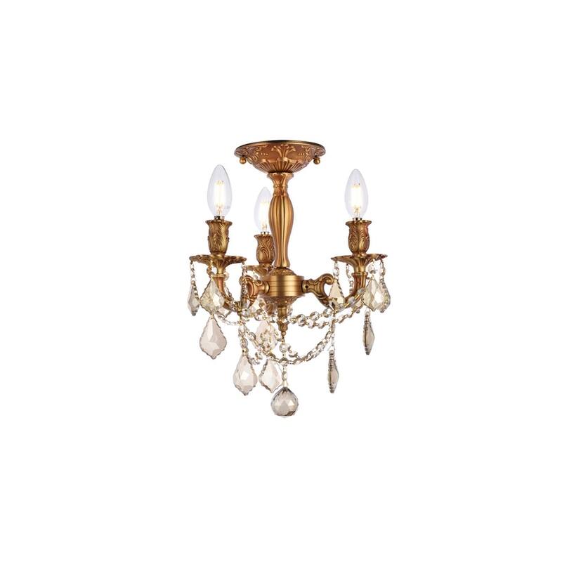 Somette Lugano 3-light Royal Cut Crystal and French Gold Flush Mount - Lugano 3-Light French Gold Flush Mount