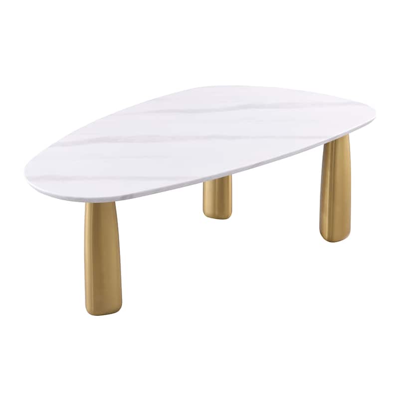 Furniture of America Luvien Modern 5-Piece White Sintered Stone Top Oval Dining Table Set