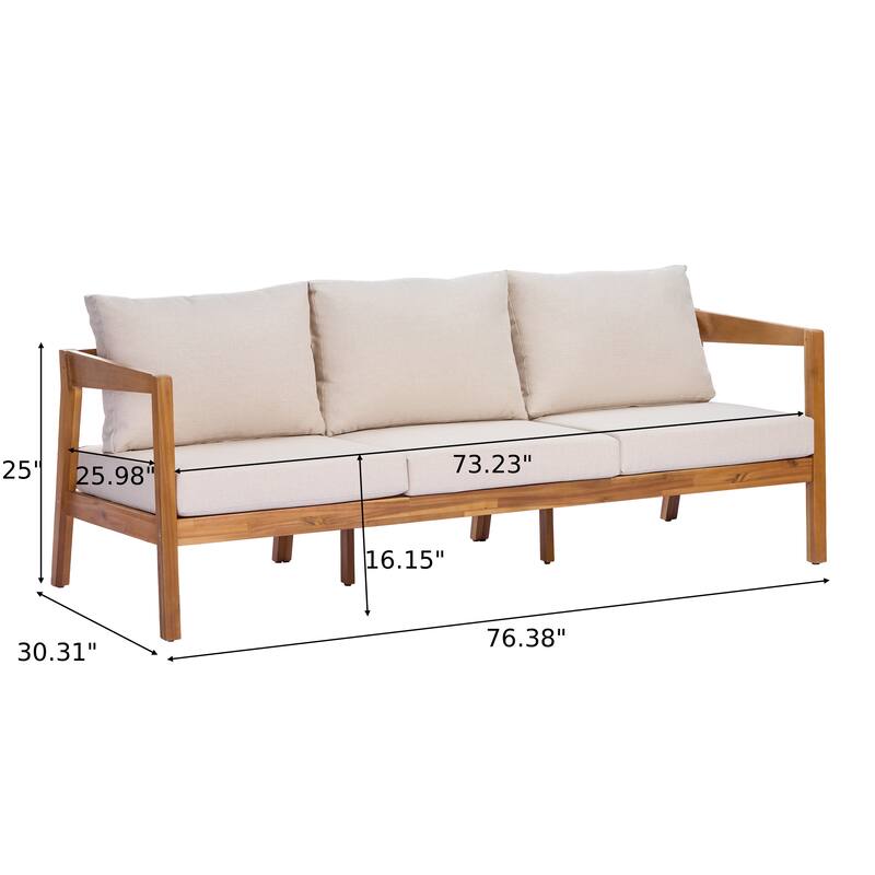 Christopher Knight Home Elara Acacia Wood 3-Seater Outdoor Lounge Sofa