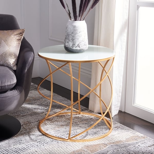 slide 2 of 3, SAFAVIEH Treasures Cagney Gold/ White Top Accent Table - 20" x 20" x 21.2"