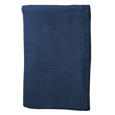 Twin Size Cotton Weave Cotton Blanket True Navy
