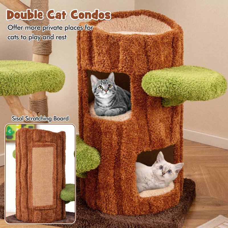 Costway Multi-level Cat Tree with Double Decker Cat House Scratching - See Details