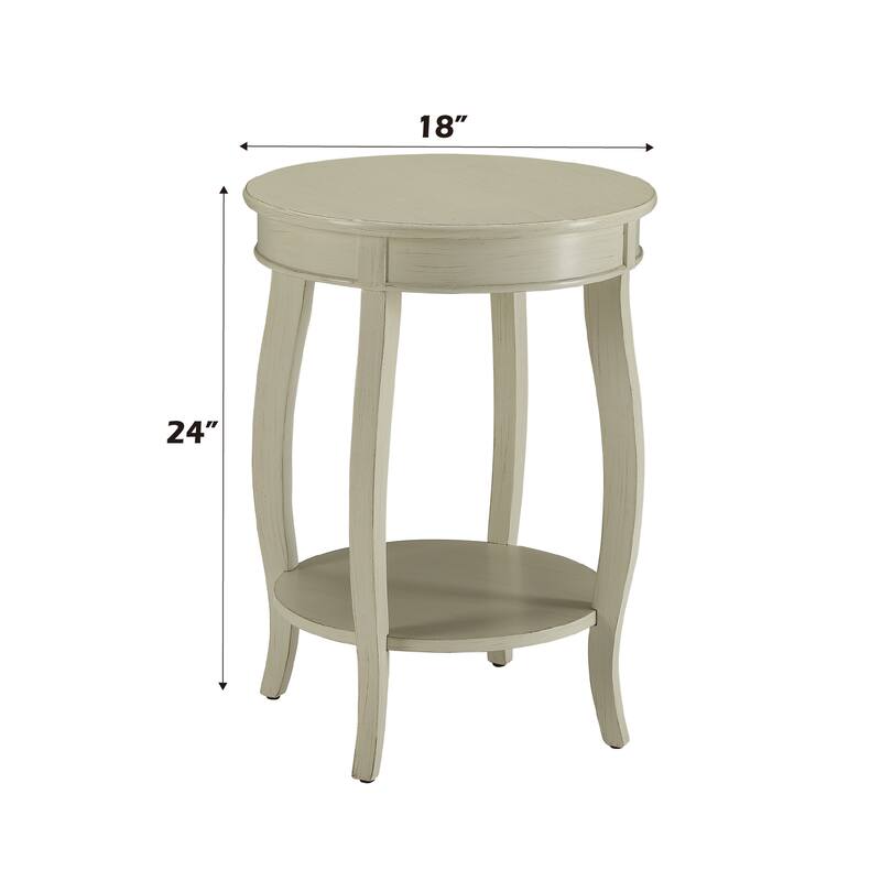 Charming Antique White Accent Table with Open Shelf Storage