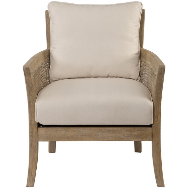 slide 2 of 6, Uttermost Encore 28-3/4" Wide Rubber Wood Framed Dual Arm Accent Chair Beige