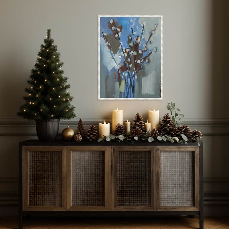 Winter Willow I by Erin McGee Ferrell (23 x 30 in.), Framed Canvas Wall Art Print - Sylvie Beaded White