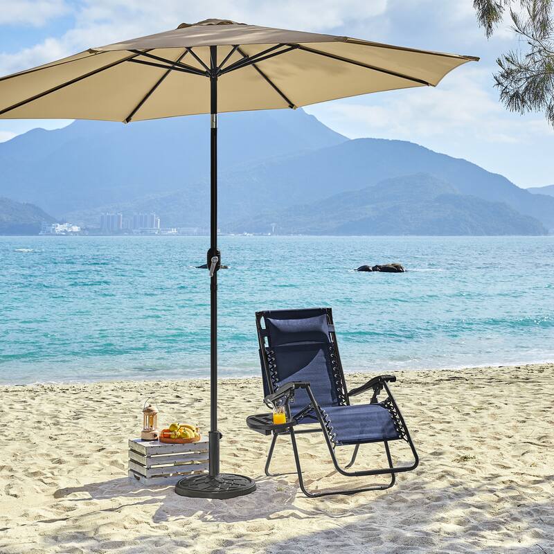 Yaheetech 26in Outdoor Zero Gravity Chair Patio Lounge Camping Chair with Sunshade - Navy Blue