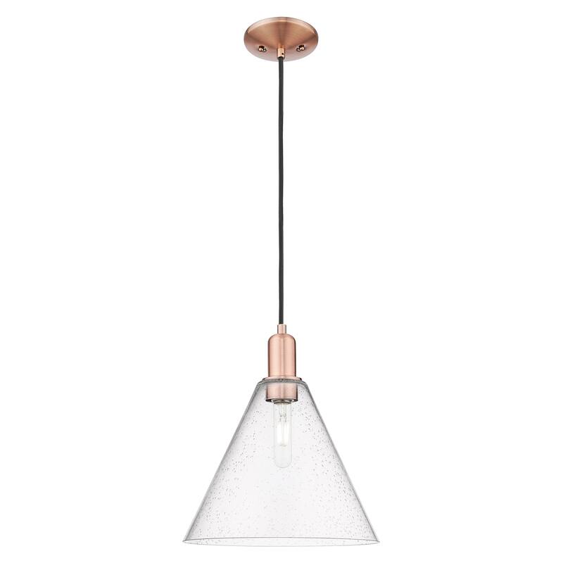 Innovations Lighting Endless Possibilities Arcadia - Berkshire Glass - 1 Light 12" Cord Hung Mini Pendant - Antique Copper/Seedy