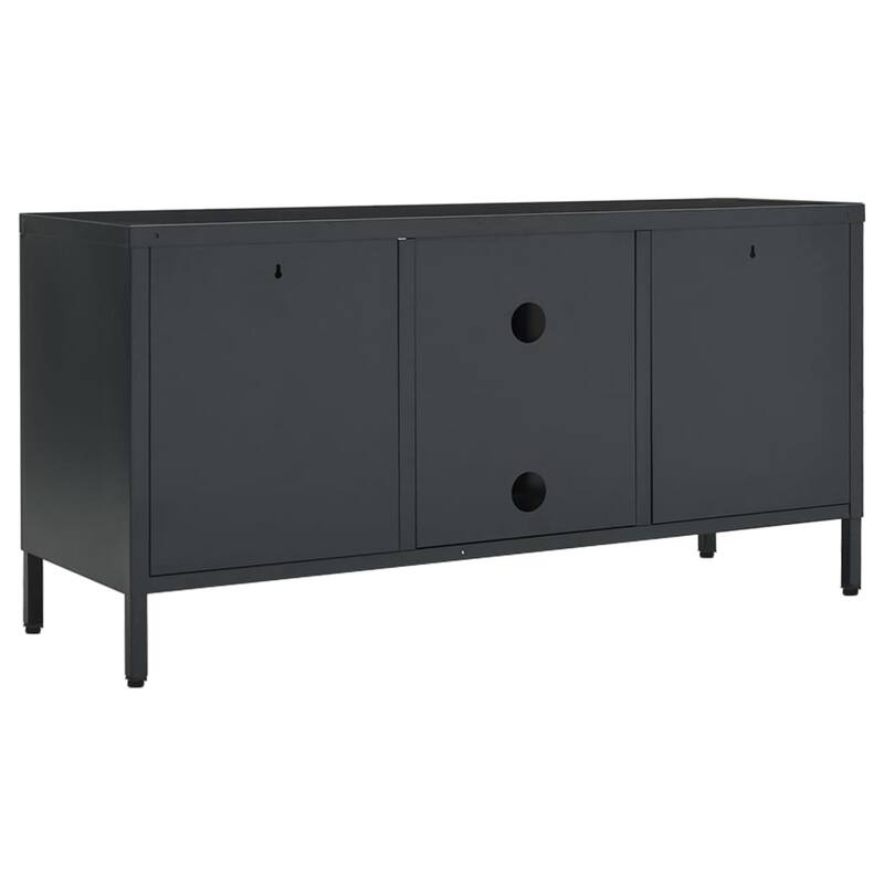 vidaXL TV Cabinet Anthracite 41.3"x13.7"x20.4" Steel and Glass - 41.3" x 13.7" x 20.4" - 41.3" x 13.7" x 20.4"