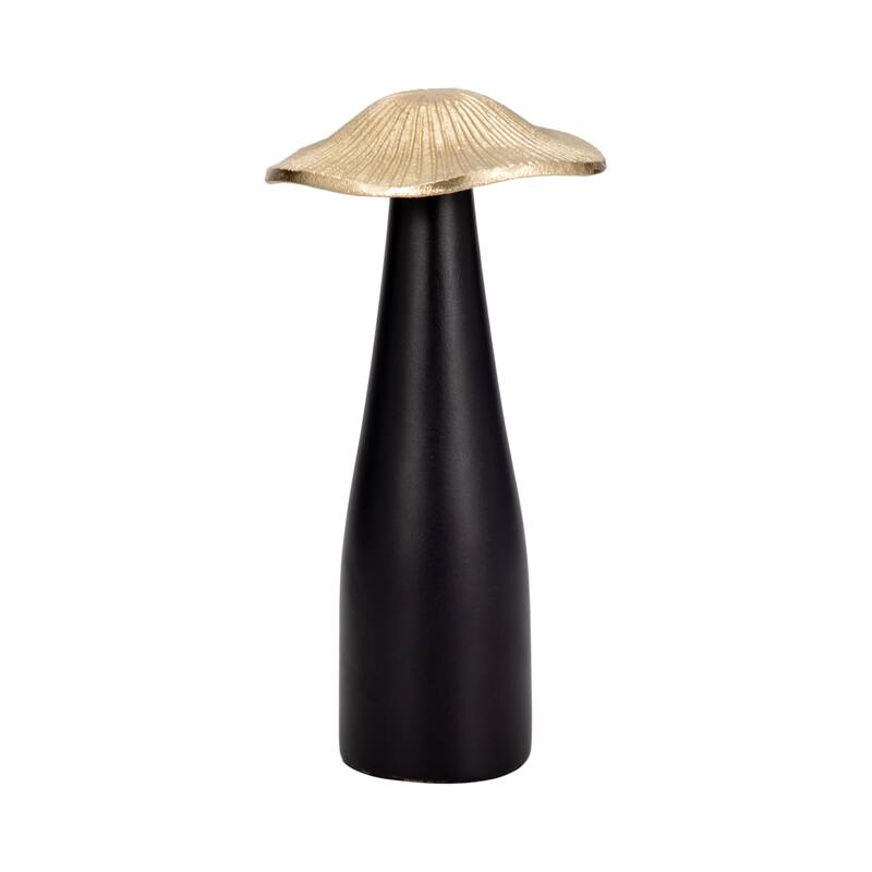 Sagebrook Home Metal, Mushroom Decor Black/Gold, Cylinder, Two-Tone
