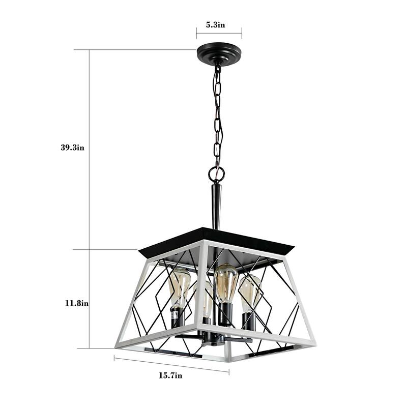 Farmhouse Vintage Chandelier, 4-Light Pendant Light, Industrial Hanging Light Fixture for Dining Room Kitchen Island, No Bulbs