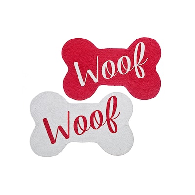 Braided Cotton Bone Shape Pet Mat (Woof) - Set of 2