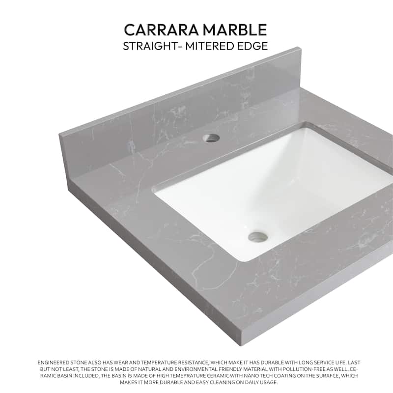 Malaga Composite Stone Vanity Top with White Rectangular Sink