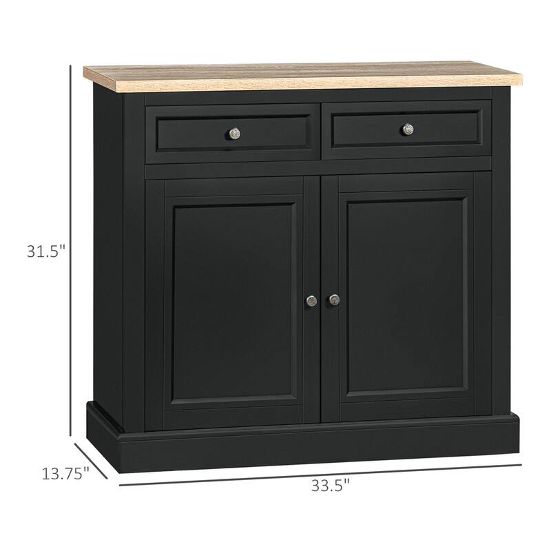 Wood Buffet Cabinet with 2 Drawers and Double Door